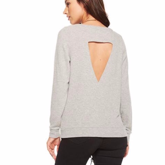 Chaser Tops - Chaser Love Knit Triangle Open Back Pullover